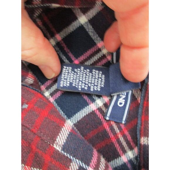 LL Bean Womens Scotch Plaid Flannel Shirt Size 16 Red Relaxed Fit Top 488594 - Picture 12 of 15